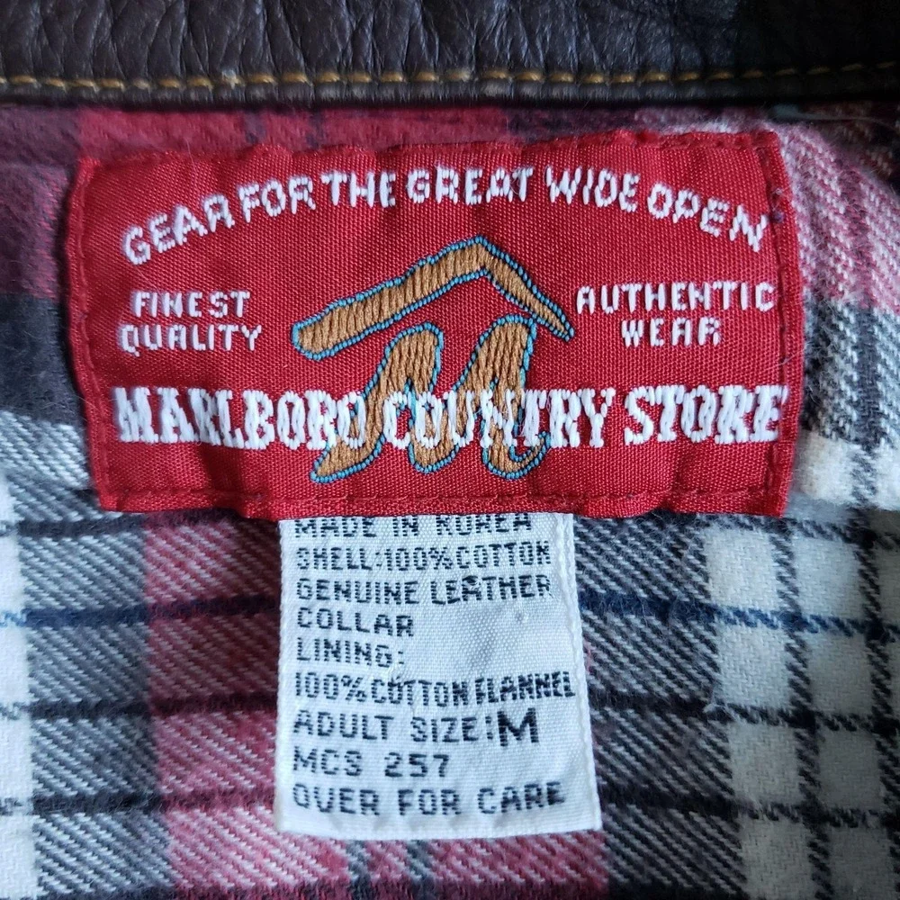 Vintage Marlboro Country Store Vest Mens M Blue Denim Biker Lamb Of God Patch